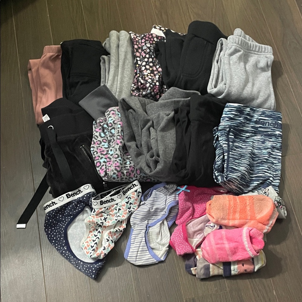 Assorted girls size 7/8 pants/ underwear/ socks Bundle
